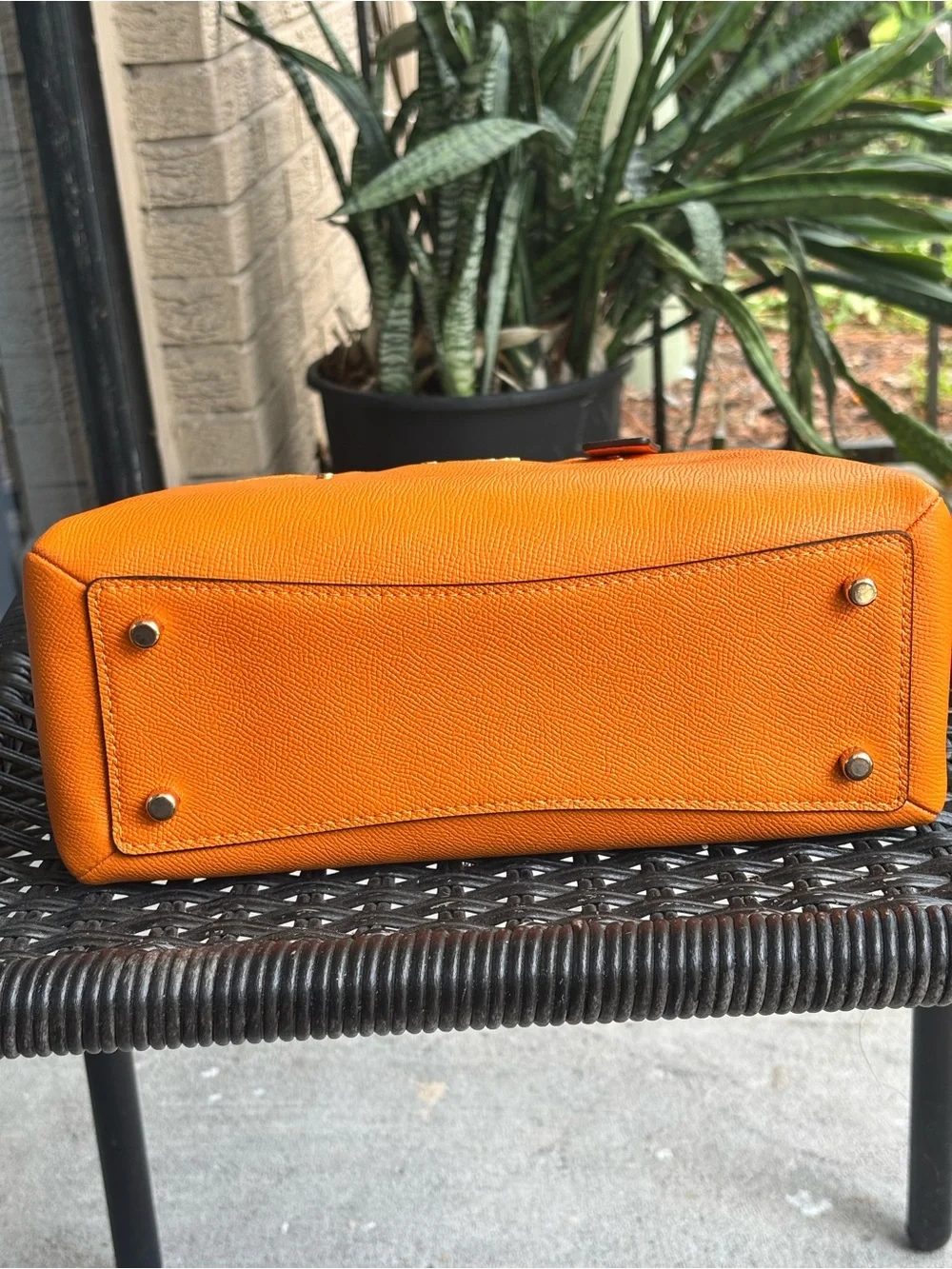 Coach Mini Lillie Carryall Satchel Bright Orange Sunbeam Crossgrain Leather Bag